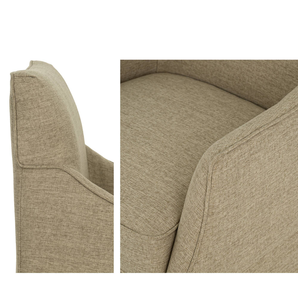 English Elm London Upholstered Skirted Dining Arm Chair with Hidden Casters Beige — Plush 5.5" Cushion, 300 lb Capacity B035P341170