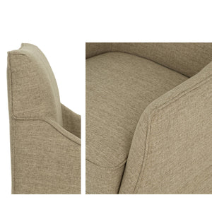 English Elm London Upholstered Skirted Dining Arm Chair with Hidden Casters Beige — Plush 5.5" Cushion, 300 lb Capacity B035P341170