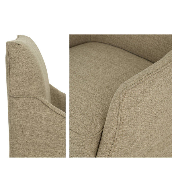 English Elm London Upholstered Skirted Dining Arm Chair with Hidden Casters Beige — Plush 5.5" Cushion, 300 lb Capacity B035P341170