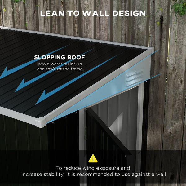 English Elm Outsunny 4' X 6' Lean-To Metal Storage Shed With Lockable Door & Vents For Secure Outdoor Organization W2225P174116-GIGA