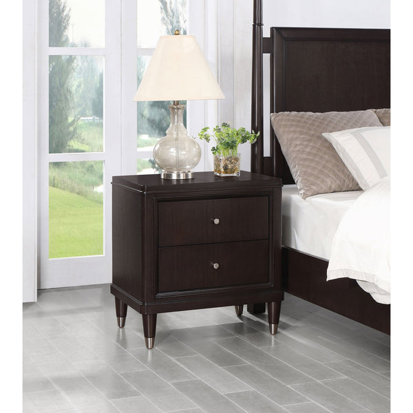 English Elm Niguel Brown 2-Drawer Nightstand with Felt-Lined Top Drawer, Modern Metallic Accents, Spacious Wood Storage, 27"H x 26"W Elegance B062P299914