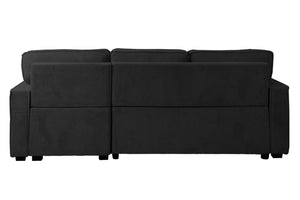 English Elm Contemporary Black Corduroy Sectional with Usb Charging Storage Chaise Sleeper Sofa B011S02176