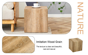English Elm Elevate Any Room with a Cube Mdf Side Table Featuring Light Wood Grain Texture W1151P187996