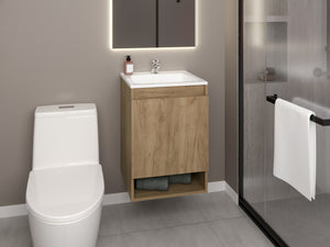 English Elm Bathroom Vanity Engineered Wood 24.8” H with Single Door, 2 Shelves, Modern Eco-Friendly Design Natural 29.53 L x 22.44 W x 3.94 H B097S00207