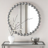 Madison Park Signature Marlowe Modern/Contemporary 27" Medium Decorative Round Wall Mirror with Beaded Metal Frame MPS95F-0035 Silver