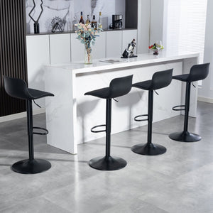 English Elm Bar Stools Set of 2 Adjustable Swivel Pu Leather Kitchen Island Seating with Back Black W676P358682