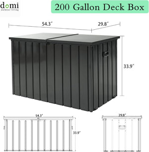English Elm 200 Gallon Galvanized Steel Outdoor Deck Box Lockable Weatherproof Patio Pool Storage Dark Gray W1859P445933