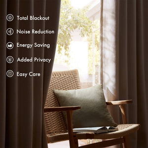 English Elm 2-pk 52x95 Total Blackout Curtain Panels Noise Reducing Embossed Bedroom Set Linen B035P496613