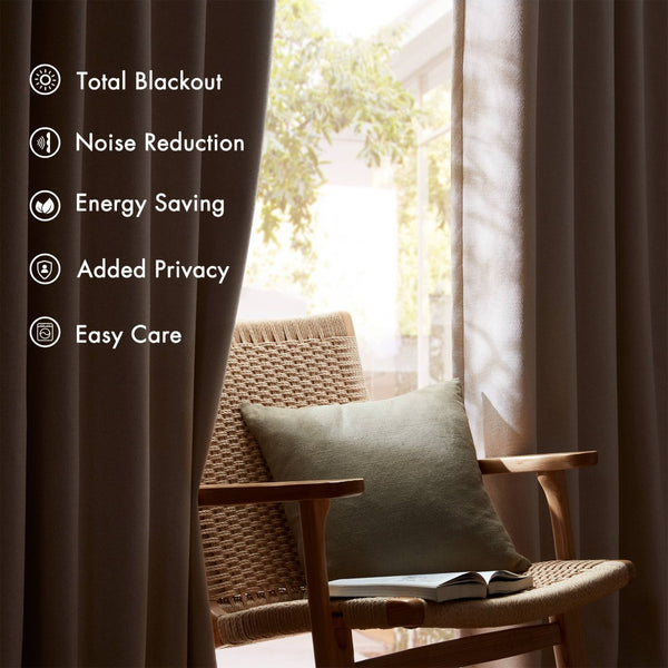 English Elm 2-pk 52x95 Total Blackout Curtain Panels Noise Reducing Embossed Bedroom Set Linen B035P496613