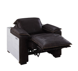 English Elm Misezon Dark Brown Top Grain Leather Power Recliner with Aluminum Frame, Pillow Arms & Full Foam Comfort B2726P280178