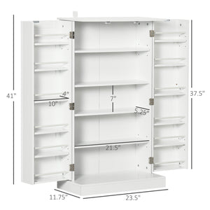 English Elm HOMCOM 41" Kitchen Pantry Cabinet with 5-Tier Shelves, 12 Door Racks, Anti-Tip Straps, Sleek Design White W2225P217124