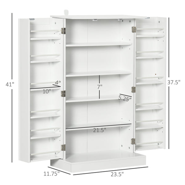 English Elm HOMCOM 41" Kitchen Pantry Cabinet with 5-Tier Shelves, 12 Door Racks, Anti-Tip Straps, Sleek Design White W2225P217124
