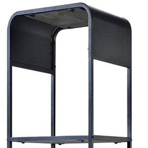 English Elm Concrete Grey Modern 2-Shelf Side Pier with Drawer and Metal Frame, 66.5" Tall Accent Storage Tower B062P186549