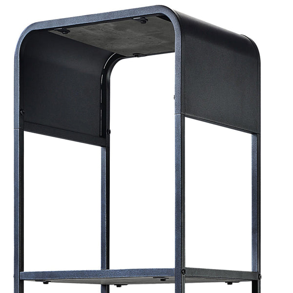 English Elm Concrete Grey Modern 2-Shelf Side Pier with Drawer and Metal Frame, 66.5" Tall Accent Storage Tower B062P186549