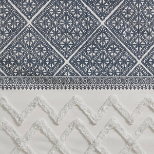 JLA Home INK+IVY - Cotton Boho Printed Curtain Panel with Tufted Chenille Detail, Lined, OEKO-TEX, Light-Filtering Privacy II40-1182