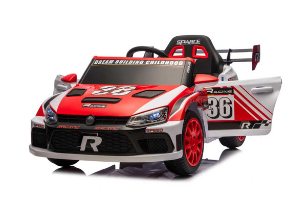 English Elm 12v4a Kids Ride on Car Dual Motor Luxury Coupe with Remote Control and Shock Absorbers Red W1620P326865