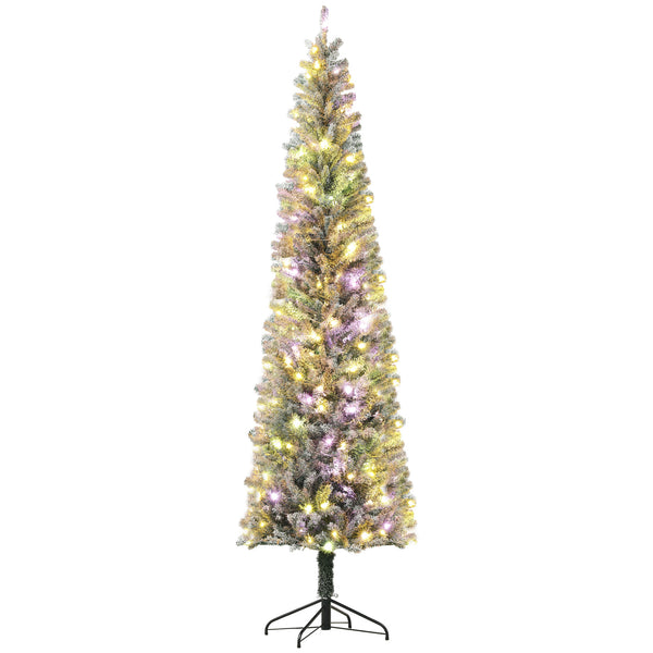English Elm Homcom 9 Ft Pre-Lit Pencil Christmas Tree With 310 Led Lights, Flocked Design For Cozy Holiday Vibes W2225P249682
