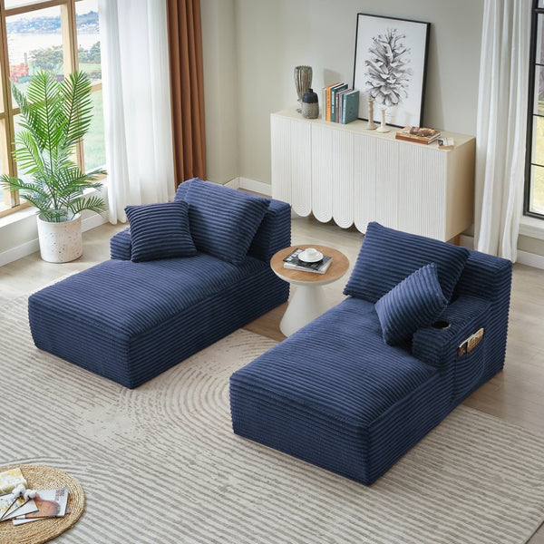 English Elm Compressible Corduroy Sleeper Loveseat with Cupholders Ready in 72 Hours No Assembly Blue W2339P411860
