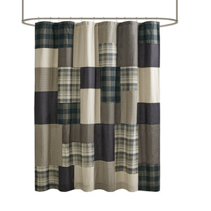 JLA Home Woolrich - 100% Cotton Woolrich Winter Hills Shower Curtain — 144TC Lightweight Plaid Patchwork, Rustic Cabin Style, Machine Washable 72x72 WR70-1815