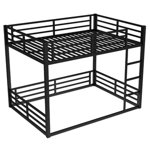 English Elm Metal Queen Over Queen Bunk Bed – Space-Saving Design For Teens & Adults, No Box Spring Needed, Black W1580S00140