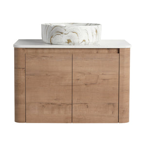 English Elm 30'' Wall-Mounted Bathroom Vanity With Ceramic Sink, Soft-Close Doors & Stylish Space-Saving Design W999S00389