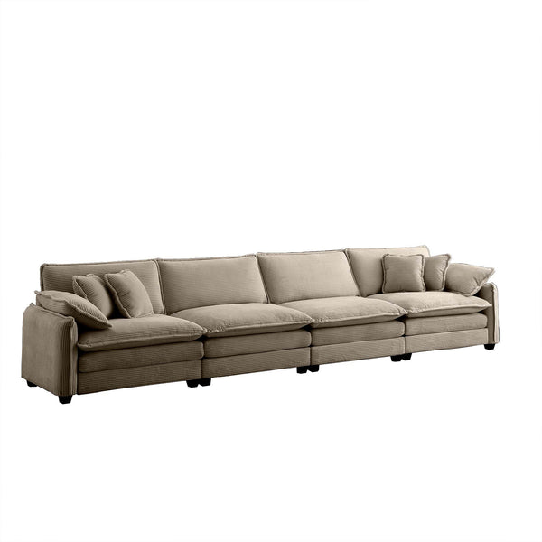English Elm Corduroy Sofa - Stylish 4-Seater Upholstered Comfort For Modern Living Rooms & Offices, Easy Care! W714S00720