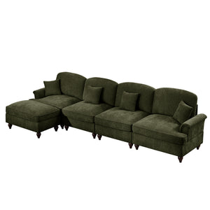 English Elm Classic Modular L-Shaped Sectional Couch In Soft Chenille - Elegant, Versatile Design With Ottoman W3041S00272
