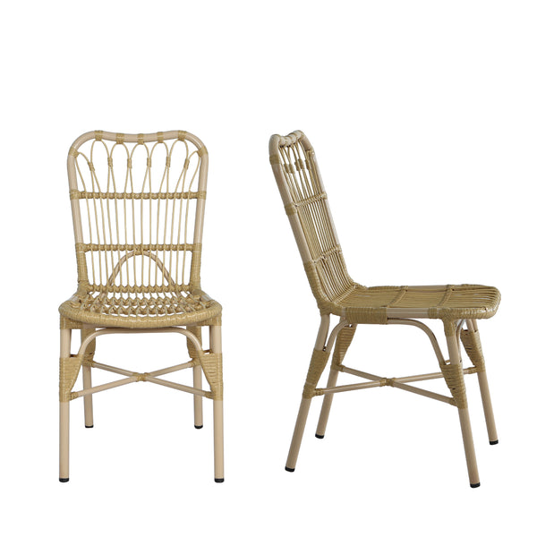 English Elm Christopher Knight Home® - Outdoor Hand-Woven PE Rattan Patio Dining Chairs Set of 2 with Iron Frame 400lb Capacity, No Assembly Required Natural N762P236148N
