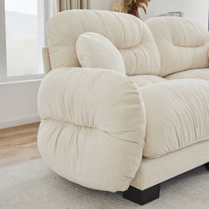 English Elm Pleated Chenille Modular Sofa with Ergonomic Foam Cushions and Sculptural Curved Armrests Beige W5656S00043