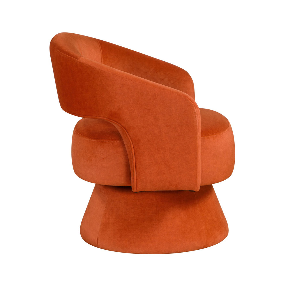 English Elm Modern Swivel Accent Chair in Lux Velvet Upholstery with Solid Wood Base, Compact Stylish Seating Orange 27.75 L x 26.5 W x 19.75 H B011P283814