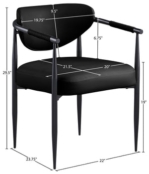 Meridian Furniture Virella Contemporary Vegan Leather Dining Chair with Tapered Iron Frame for Modern Rooms Black 829 829Black-C