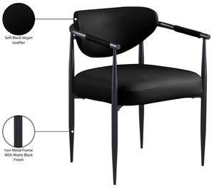 Meridian Furniture Virella Contemporary Vegan Leather Dining Chair with Tapered Iron Frame for Modern Rooms Black 829 829Black-C