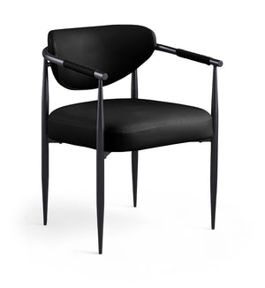 Meridian Furniture Virella Contemporary Vegan Leather Dining Chair with Tapered Iron Frame for Modern Rooms Black 829 829Black-C