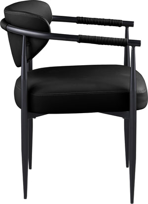 Meridian Furniture Virella Contemporary Vegan Leather Dining Chair with Tapered Iron Frame for Modern Rooms Black 829 829Black-C