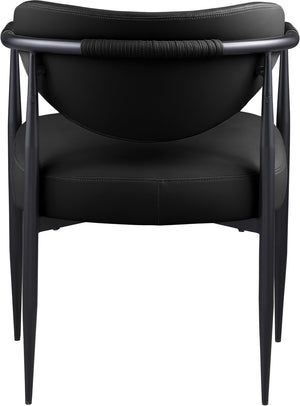 Meridian Furniture Virella Contemporary Vegan Leather Dining Chair with Tapered Iron Frame for Modern Rooms Black 829 829Black-C