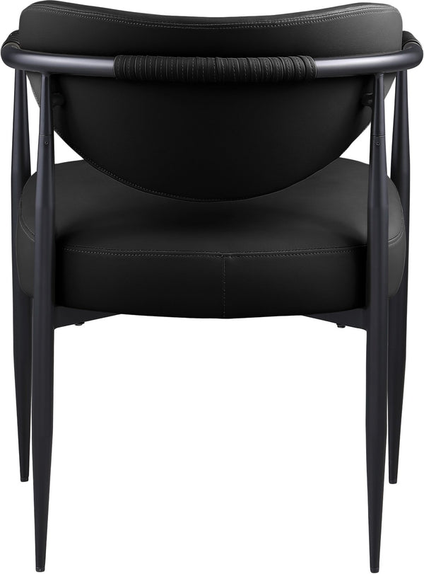 Meridian Furniture Virella Contemporary Vegan Leather Dining Chair with Tapered Iron Frame for Modern Rooms Black 829 829Black-C