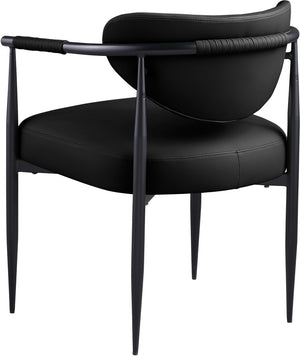 Meridian Furniture Virella Contemporary Vegan Leather Dining Chair with Tapered Iron Frame for Modern Rooms Black 829 829Black-C