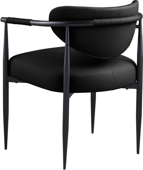 Meridian Furniture Virella Contemporary Vegan Leather Dining Chair with Tapered Iron Frame for Modern Rooms Black 829 829Black-C