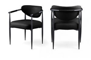 Meridian Furniture Virella Contemporary Vegan Leather Dining Chair with Tapered Iron Frame for Modern Rooms Black 829 829Black-C
