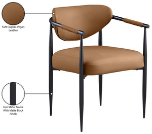 Meridian Furniture Virella Contemporary Vegan Leather Dining Chair with Tapered Iron Frame for Modern Rooms Cognac 829 829Cognac-C