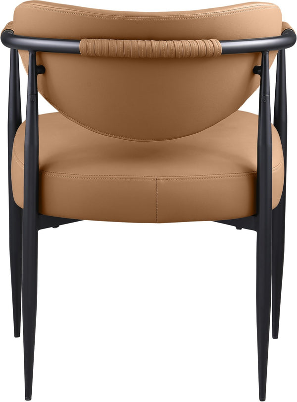 Meridian Furniture Virella Contemporary Vegan Leather Dining Chair with Tapered Iron Frame for Modern Rooms Cognac 829 829Cognac-C