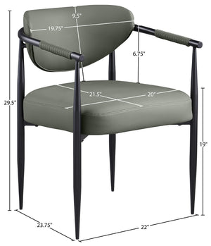 Meridian Furniture Virella Contemporary Vegan Leather Dining Chair with Tapered Iron Frame for Modern Rooms Olive 829 829Olive-C