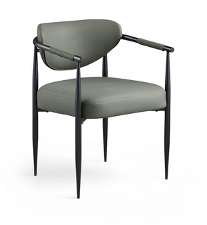 Meridian Furniture Virella Contemporary Vegan Leather Dining Chair with Tapered Iron Frame for Modern Rooms Olive 829 829Olive-C