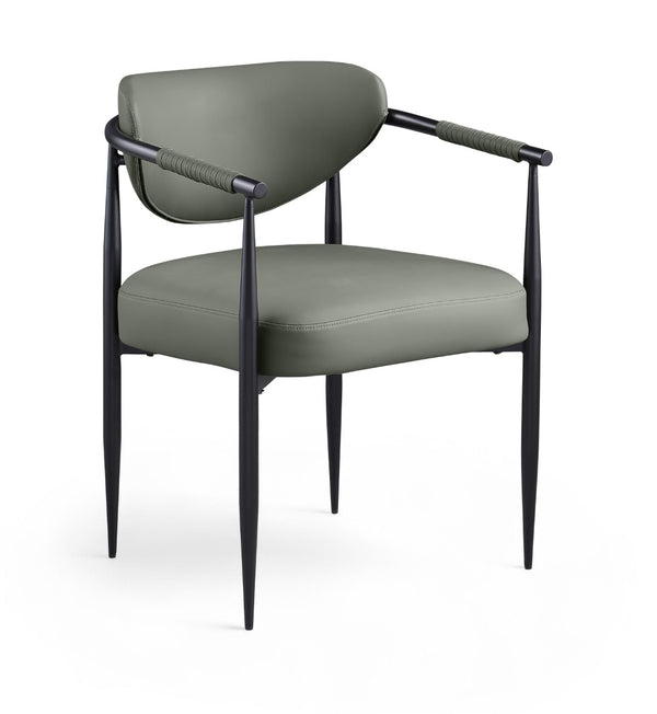 Meridian Furniture Virella Contemporary Vegan Leather Dining Chair with Tapered Iron Frame for Modern Rooms Olive 829 829Olive-C
