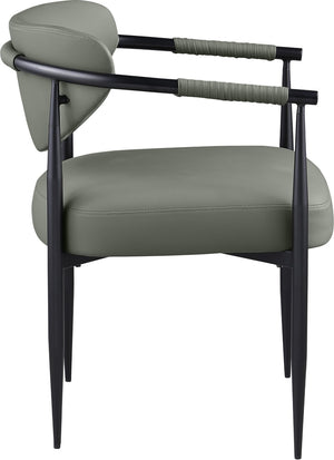 Meridian Furniture Virella Contemporary Vegan Leather Dining Chair with Tapered Iron Frame for Modern Rooms Olive 829 829Olive-C