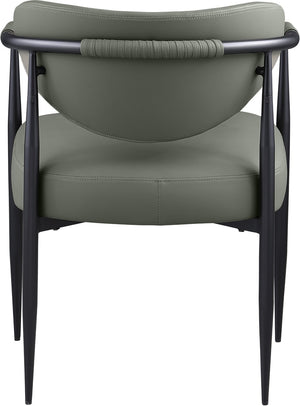 Meridian Furniture Virella Contemporary Vegan Leather Dining Chair with Tapered Iron Frame for Modern Rooms Olive 829 829Olive-C