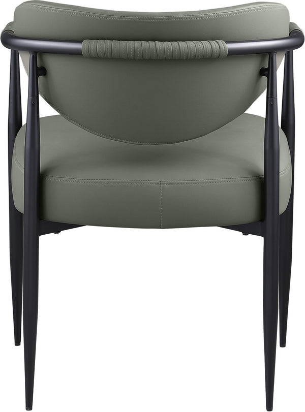 Meridian Furniture Virella Contemporary Vegan Leather Dining Chair with Tapered Iron Frame for Modern Rooms Olive 829 829Olive-C