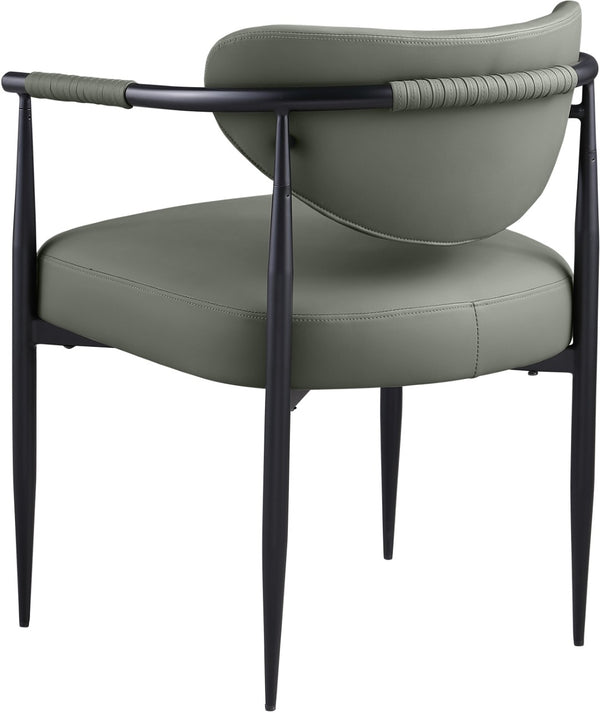 Meridian Furniture Virella Contemporary Vegan Leather Dining Chair with Tapered Iron Frame for Modern Rooms Olive 829 829Olive-C