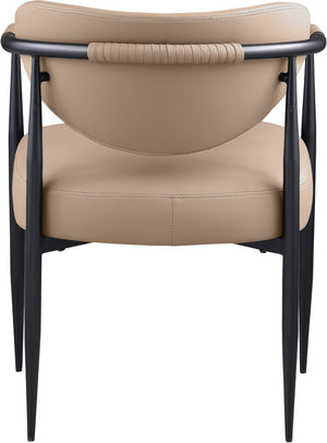 Meridian Furniture Virella Contemporary Vegan Leather Dining Chair with Tapered Iron Frame for Modern Rooms Tan 829 829Tan-C