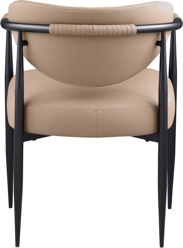 Meridian Furniture Virella Contemporary Vegan Leather Dining Chair with Tapered Iron Frame for Modern Rooms Tan 829 829Tan-C